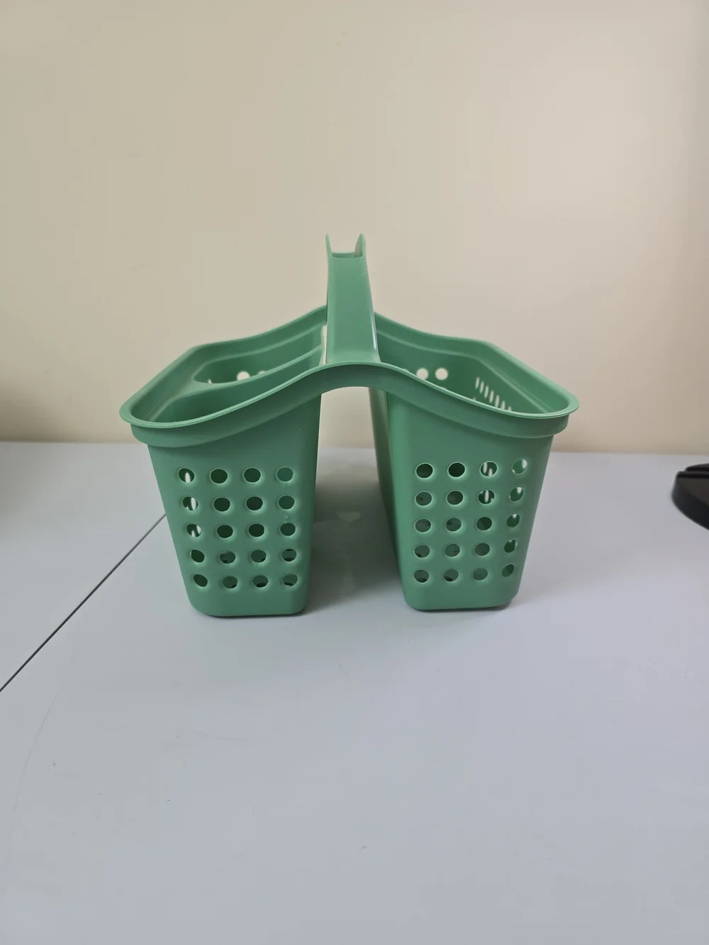 Mainstays Mint Green Plastic Tote Caddy with Dual Compartments
